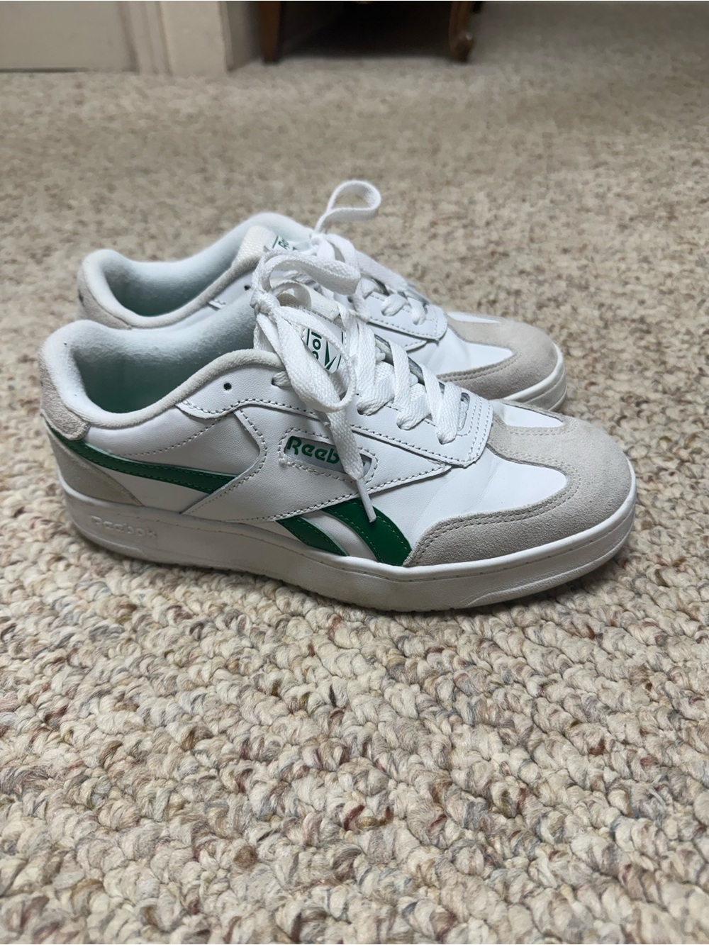 Reebok White Sneakers with Green Accents